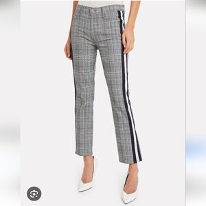 MOTHER The Insider Ankle blue gray plaid side stripe